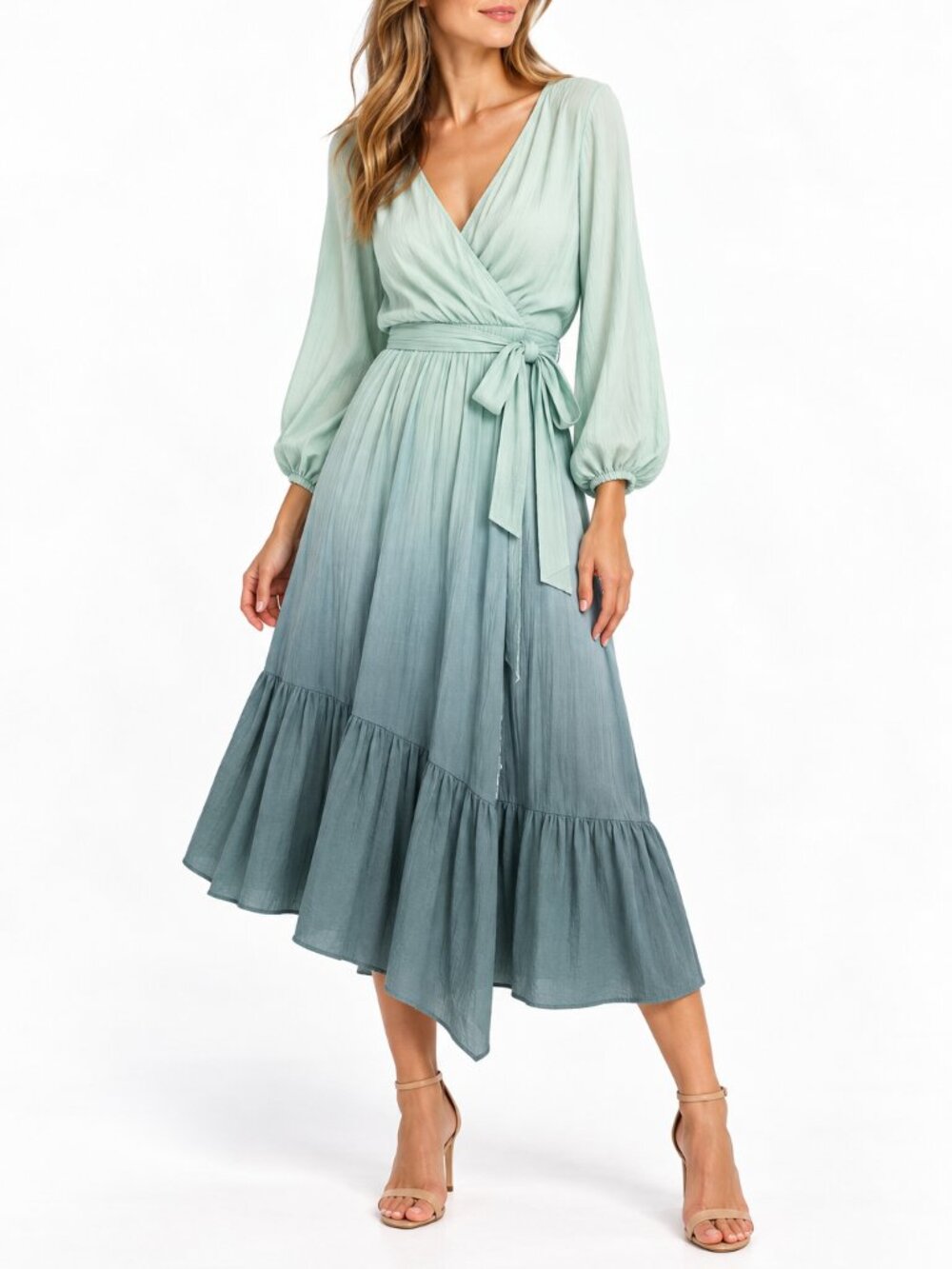 Young Fabulous & Broke Jillian Ombré Wrap Maxi Dress Teal Medium